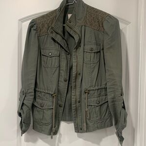 Candie's Dark Green Utility Jacket with Lace Accents